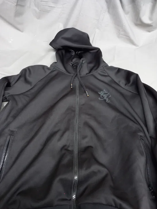 GYM KING BLACK ZIP UP JACKET WITH HOOD - XL