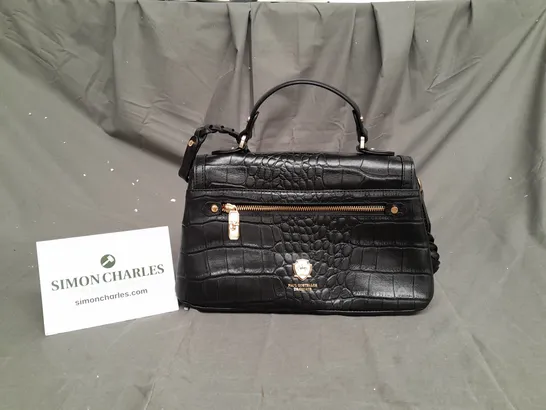 PAUL COSTELLOE DRESSAGE CROC LEATHER LADIES HANDBAG BLACK