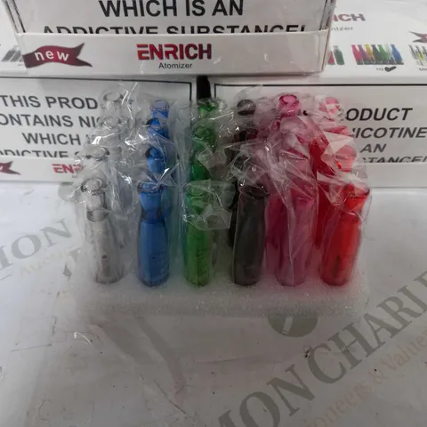 LOT OF APPROXIMATELY 10 ENRICH PACKS OF APPROXIMATELY 20 H2 E-CIGARETTE ATOMIZERS IN VARIOUS COLOURS (200 IN LOT)