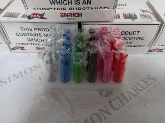 LOT OF APPROXIMATELY 10 ENRICH PACKS OF APPROXIMATELY 20 H2 E-CIGARETTE ATOMIZERS IN VARIOUS COLOURS (200 IN LOT)