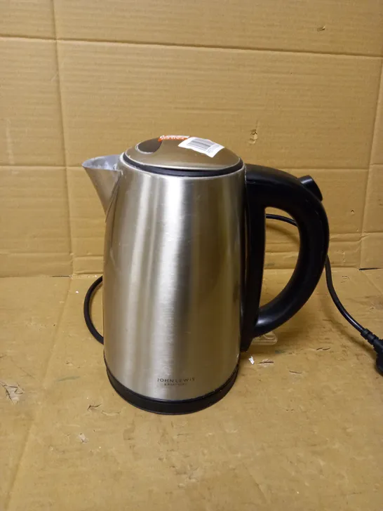 JOHN LEWIS STAINLESS STEEL KETTLE AND BASE UNBOXED 