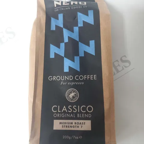 APPROXIMATELY 12 BAGS OF CAFFE NERO THE ITALIAN COFFEE CO GROUND COFFEE FOR ESPRESSO CLASSICO ORIGINAL BLEND 200G