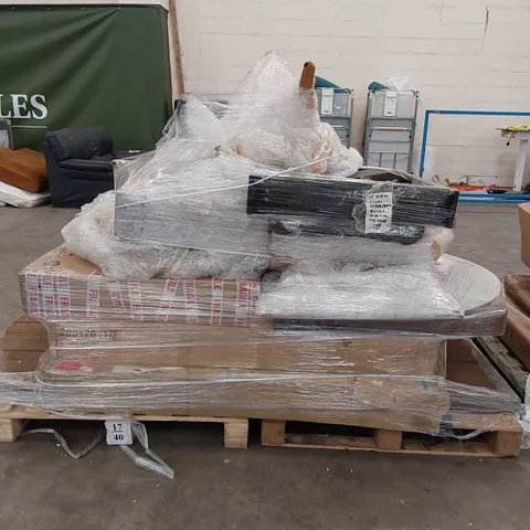 PALLET OF ASSORTED FURNITURE PARTS INCLUDING MOSTLY TABLE PARTS