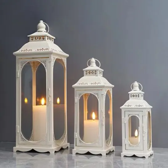 BOXED VINTAGE CANDLE LANTERN SET