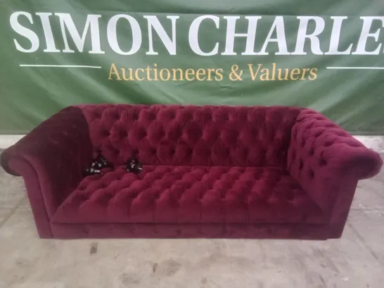 3 SEATER SOFA - WINE RED FABRIC 