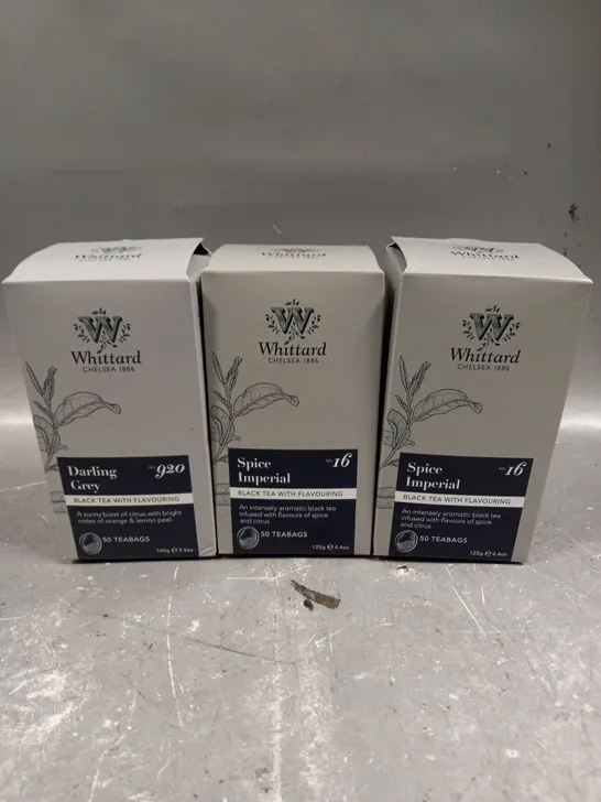 3 X SEALED WHITTARD BLACK TEA PACKS TO INCLUDE DARLING GREY & SPICE IMPERIAL 