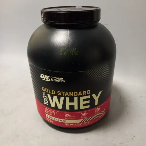 SEALED OPTIMUM NUTRITION GOLD STANDARD WHEY - COOKIES & CREAM - 2.27KG