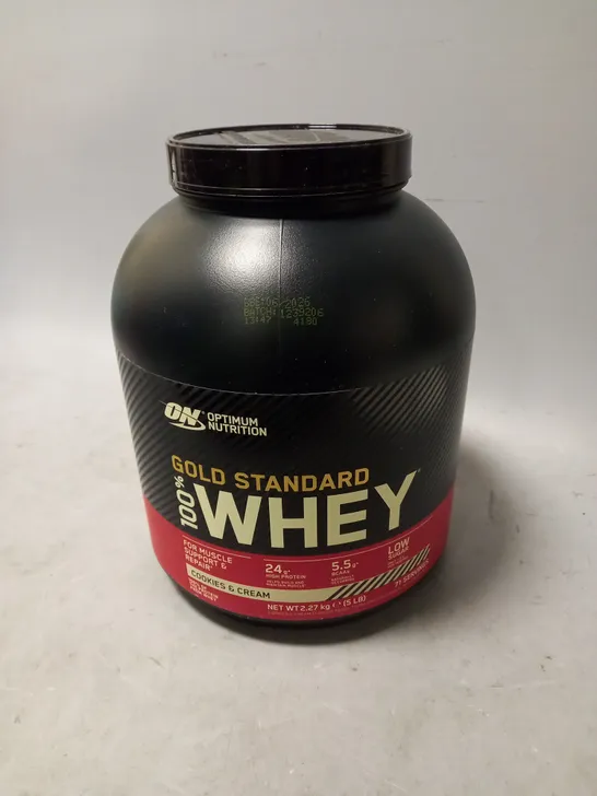 SEALED OPTIMUM NUTRITION GOLD STANDARD WHEY - COOKIES & CREAM - 2.27KG