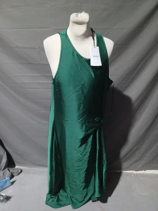 REISS DARK GREEN LOW NECK DRESS - UK 14 