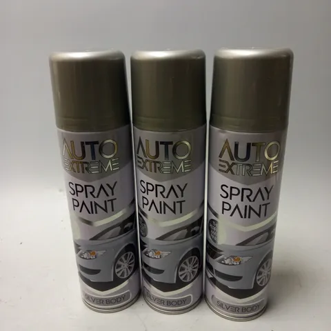 BOX OF 24 AUTO EXTREME SPRAY PAINT IN SILVER BODY 
