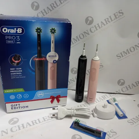 BOXED ORAL-B PRO 3 ELECTRIC TOOTHBRUSHES -  PINK AND BLACK