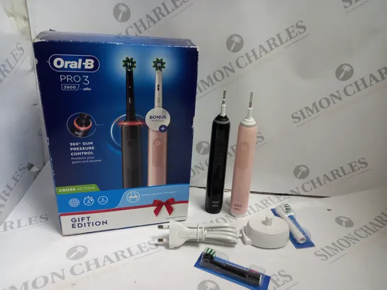 BOXED ORAL-B PRO 3 ELECTRIC TOOTHBRUSHES -  PINK AND BLACK