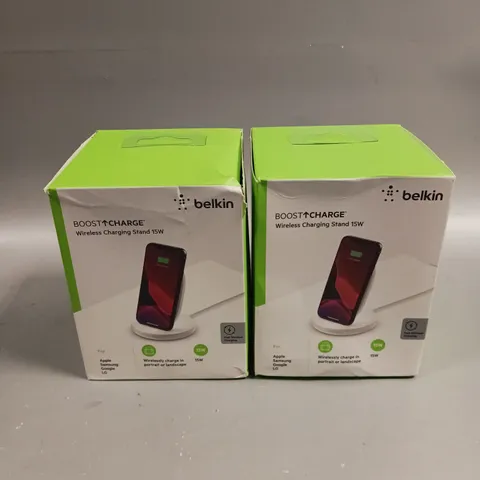 2 X BOXED BELKIN BOOST CHARGE WIRELESS 15W CHARGING STANDS 