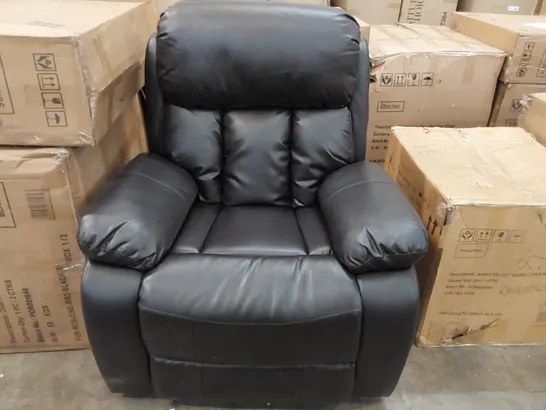 DESIGNER DARK BROWN LEATHER ELECTRIC RECLINER ARM CHAIR (1 ITEM)