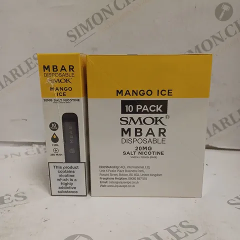 BOXED 1 PACK OF 10 SMOK M BAR DISPOSABLE VAPES - MANGO ICE. 