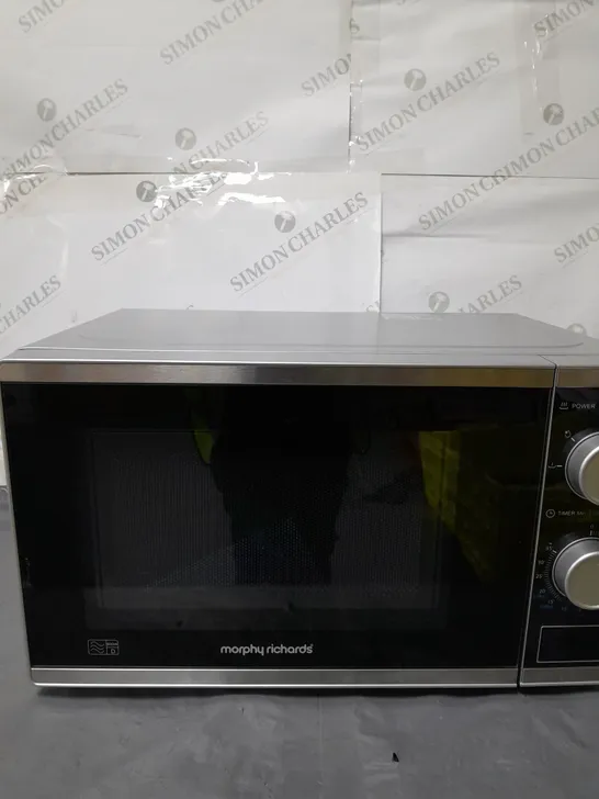 BOXED MORPHY RICHARDS 800 WATT MANUAL MICROWAVE SILVER 20 LITRE