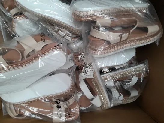 BOX OF APPROXIMATELY 20 ASSORTED PAIRS OF SHOES AND FOOTWEAR ITEMS IN VARIOUS STYLES AND SIZES TO INCLUDE H&M, PRIMARK, ETC