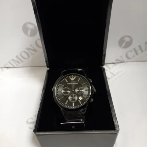 BOXED EMPORIO ARMANI AR2453 MEN'S CLASSIC CHRONOGRAPH BLACK DIAL WATCH 