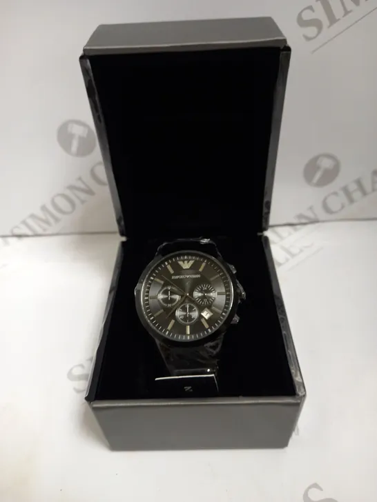 BOXED EMPORIO ARMANI AR2453 MEN'S CLASSIC CHRONOGRAPH BLACK DIAL WATCH 