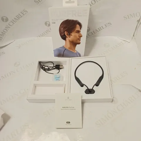 BOXED HAYLOU PURFREE WIRELESS BONE CONDUCTION HEADPHONES WITH USB CABLE, ACCESSORIES AND INSTRUCTIONS