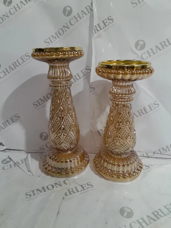 ALISON CORK SET OF 2 PRE-LIT GLASS CANDLE HOLDERS