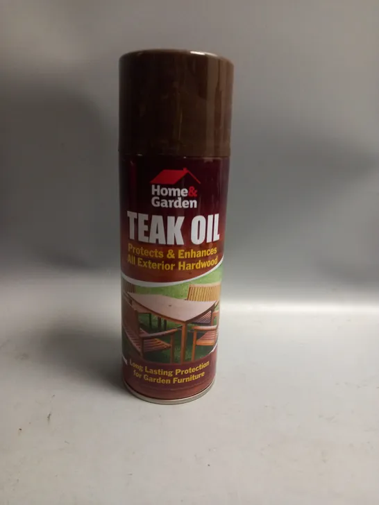 BOXED LOT OF 12 HOME AND GARDEN TEAK OIL EXTERIOR HARDWOOD SPRAY 400ML