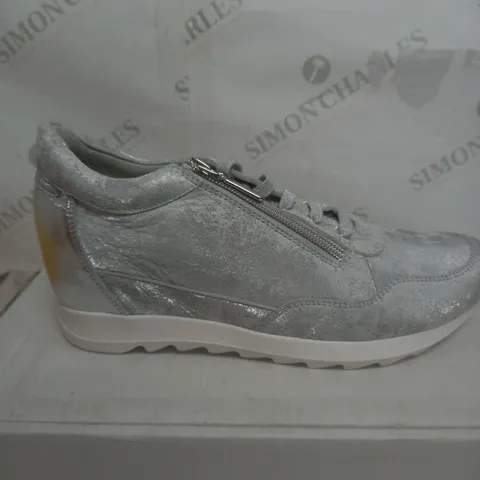 RUTH LANGSFORD WEDGE TRAINER - SILVER - SIZE 8