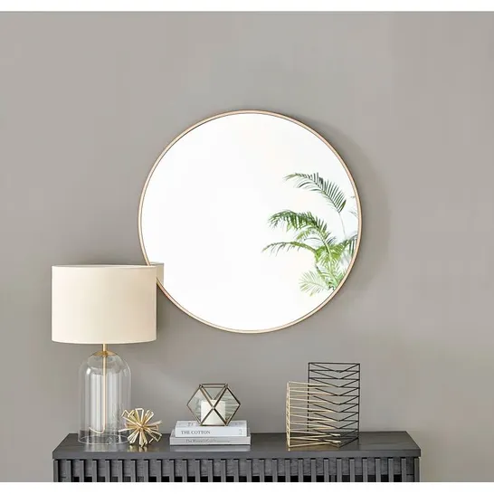 BOXED EMMA ROUND GOLD METAL FRAME WALL MIRROR (1 BOX)