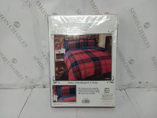 FINEST HOMEWARE KING DUVET SET IN BLUE/RED/WHITE TARTAN