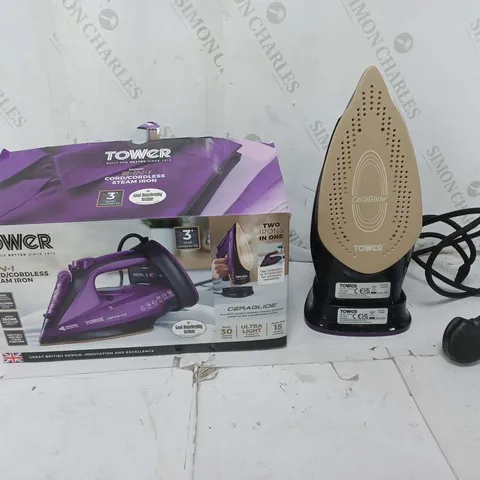 BOXED TOWER 2-IN-1 CORD/CORDLESS STEAM IRON 