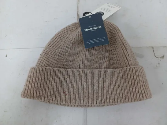 DRESSMAN BINGHAM KNITTED HAT IN BEIGE - ONE SIZE