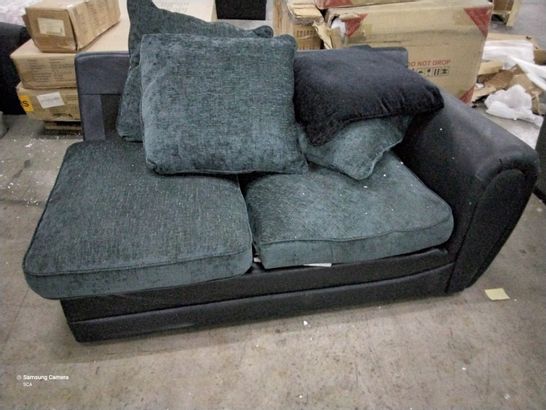 BLACK FAUX LEATHER & CHARCOAL FABRIC TWO SEATER SECTION 