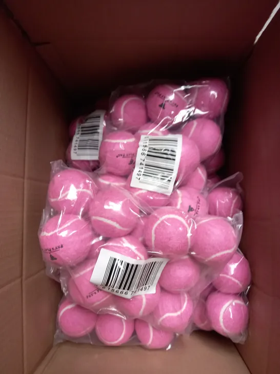 PET'S PLAY PAL BOX OF 12 PACKS OF TENNIS BALLS IN PINK X12 PER PACK