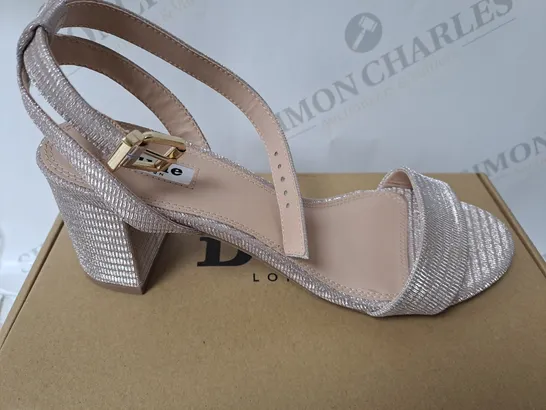 BOXED DUNE LONDON METALLIC-FABRIC BARELY THERE SANDAL SIZE 6 