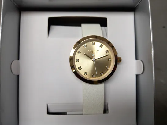 BOXED SPIRIT GOLD EFFECT WATCH W. WHITE STRAP