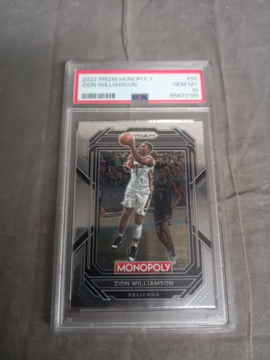 2022 PRIZM MONOPOLY ZION WILLIAMSON COLLECTABLE TRADING CARD - PSA 10