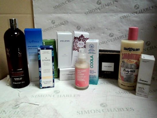 LOT OF 10 SKIN CARE ITEMS, TO INCLUDE SUNDAY RILEY, SOAP & GLORY, ZELENS, ETC
