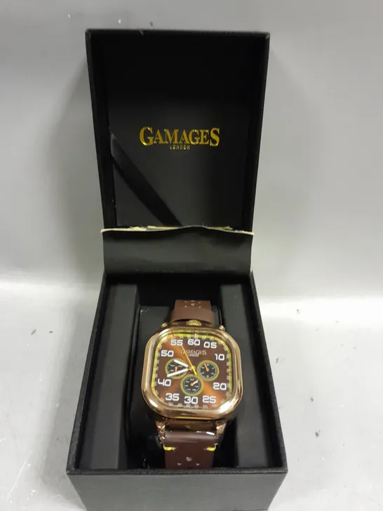 GAMAGES ASTUTE BROWN DIAL WATCH 