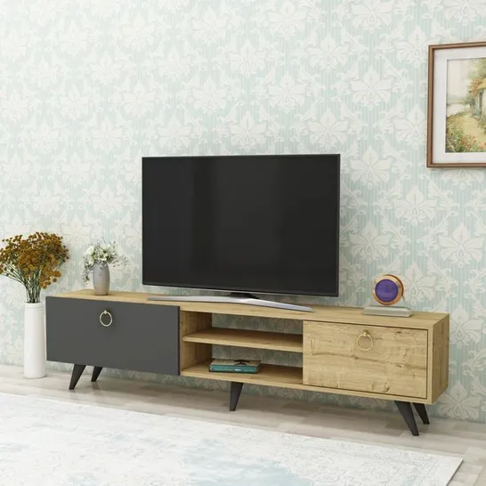 PINO TV STAND SAPPHIRE OAK AND MEDIA CONSOLE