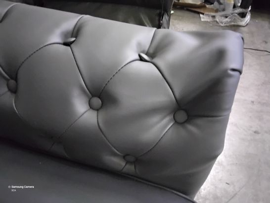 DESIGNER GREY LEATHER TWO SEATER CHESTERFIELD SOFA 