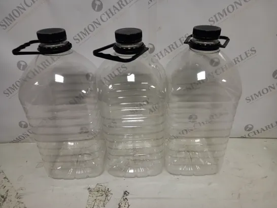 LOT OF 3 CLEAR PLASTIC BOTTLES WITH SCREW CAPS