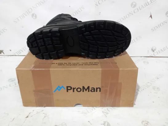 BOXED PAIR OF PROMAN GEORGIA WATERPROOF SAFETY BOOTS IN BLACK UK SIZE 8