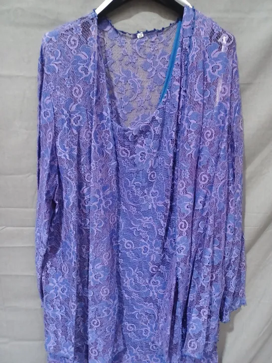 CAPRI BY MON CHERI FLORAL MESH 2 PIECE JACKET & DRESS IN ROYAL BLUE - SIZE 20W