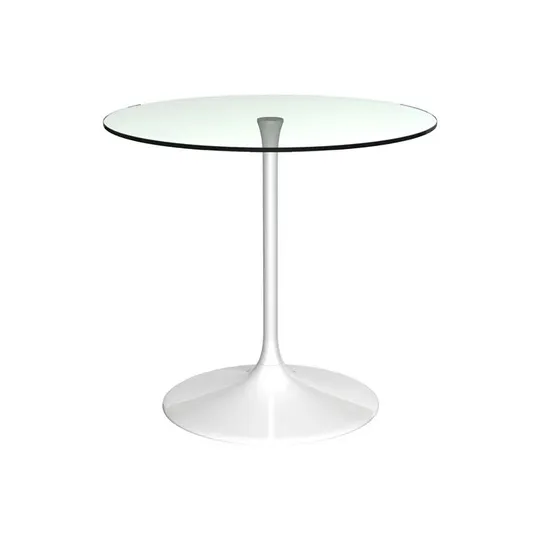 BOXED CLARKE COUNTY ROUND GLASS TOP METAL BASE DINING TABLE