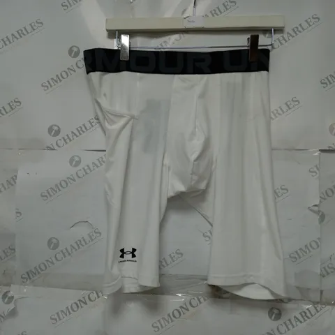 UNDER ARMOUR HEATGEAR CORE 9 SHORTS IN WHITE - LARGE