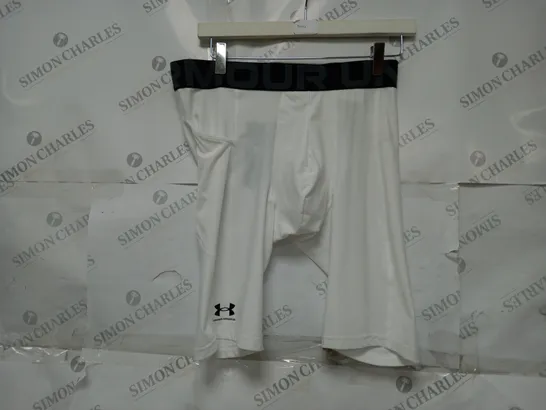 UNDER ARMOUR HEATGEAR CORE 9 SHORTS IN WHITE - LARGE