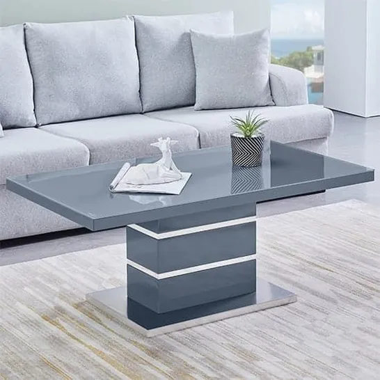 BOXED PARINI RECTANGULAR COFFEE TABLE IN GREY HIGH GLOSS (2 BOXES)