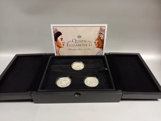 BOXED QUEEN ELIZABETH II ULTIMATE £5 COIN TRIO 