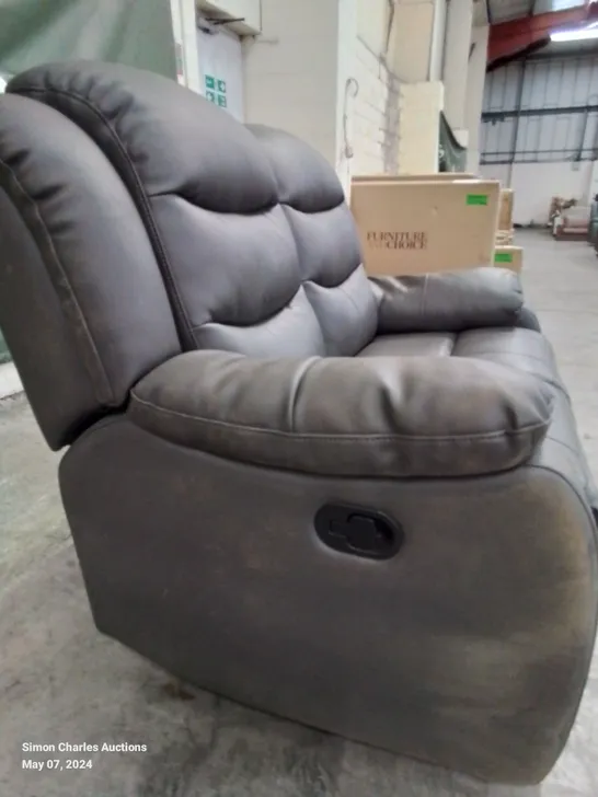 DESIGNER BROWN LEATHER MANUAL RECLINER 2 SEATER SOFA 