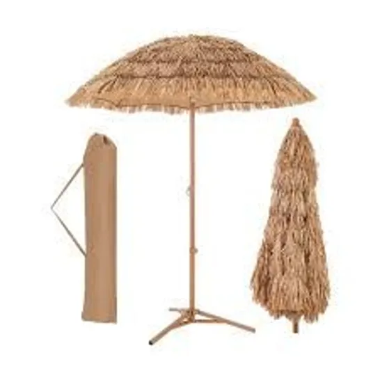 BOXED COSTWAY 6.5 FEET THATCHED TIKI UMBRELLA WITH FOLDABLE STAND PUSH BUTTON TILT (1 BOX)